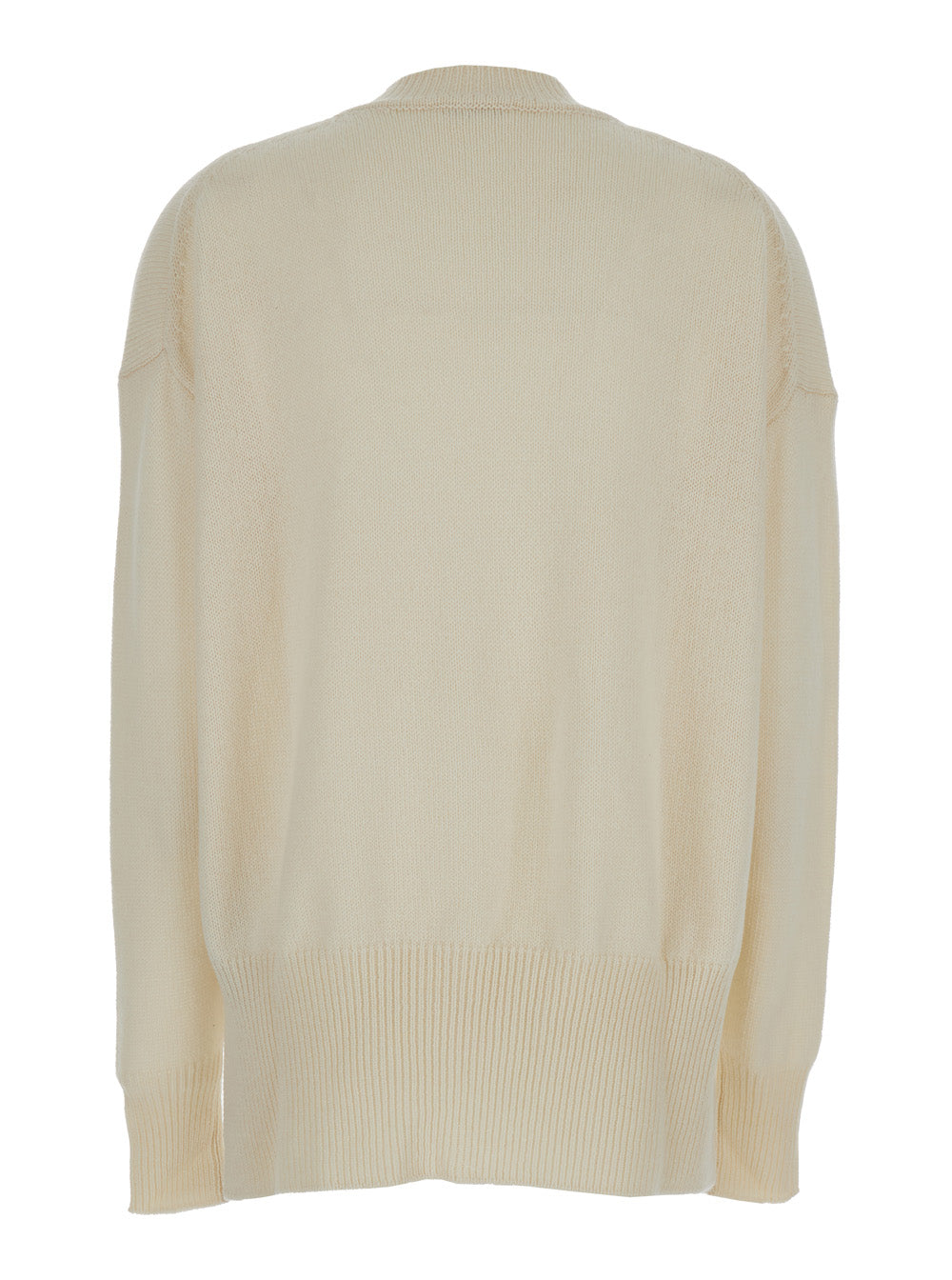 Jil Sander Women Beige Ribbed Pullover In Cashmere Woman