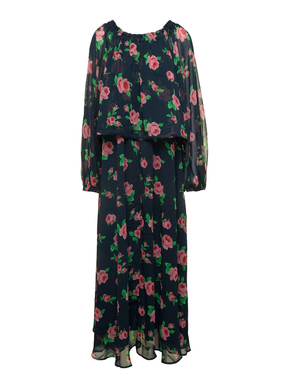 Rotate women maxi multicolor dress with all-over roses print in chiffo — product image 1