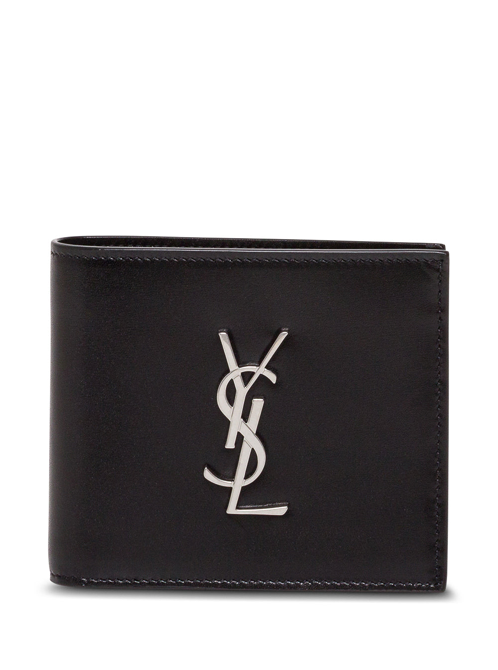 Saint Laurent Men Black Leather Wallet With Logo by Luosophy