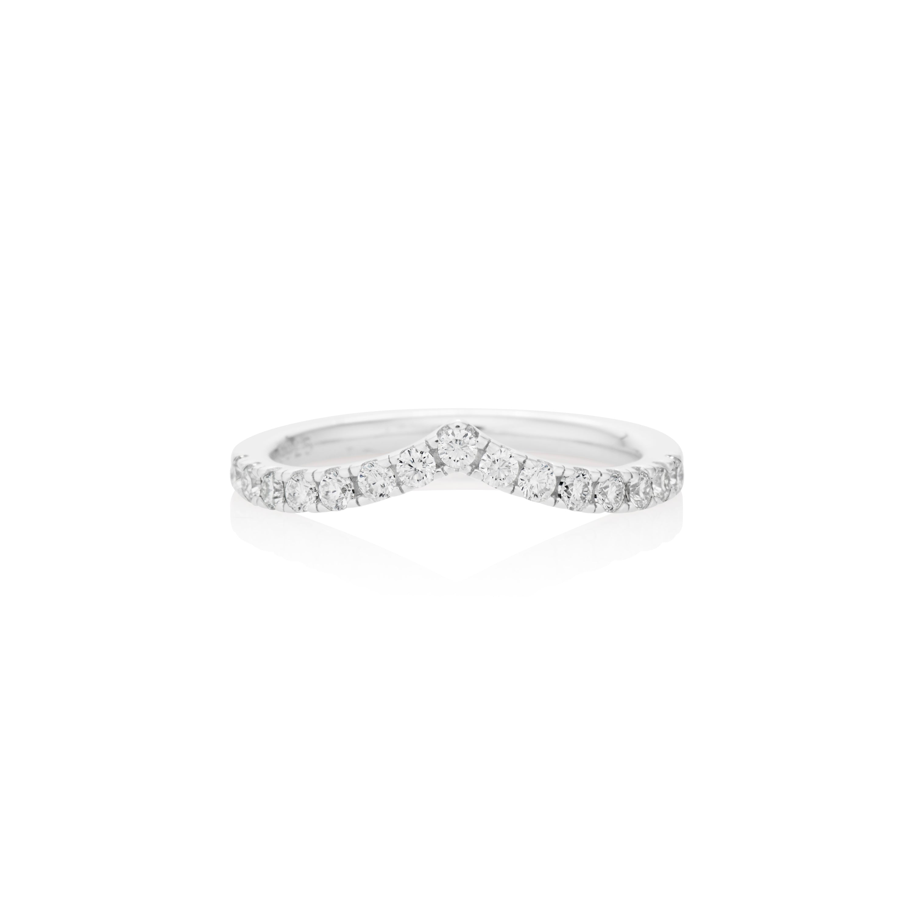 1.8mm Moissanite V Curve Ring in 925 Sterling Silver by Jayco Jewelry
