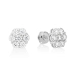 Moissanite Flower Cluster Earrings in Silver - rings