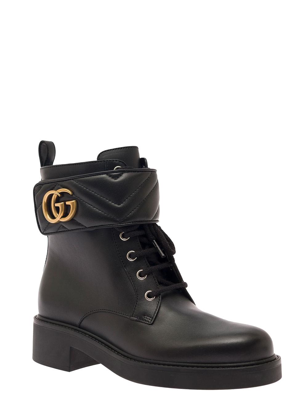 Gucci Women Black Ankle Boot With Double &