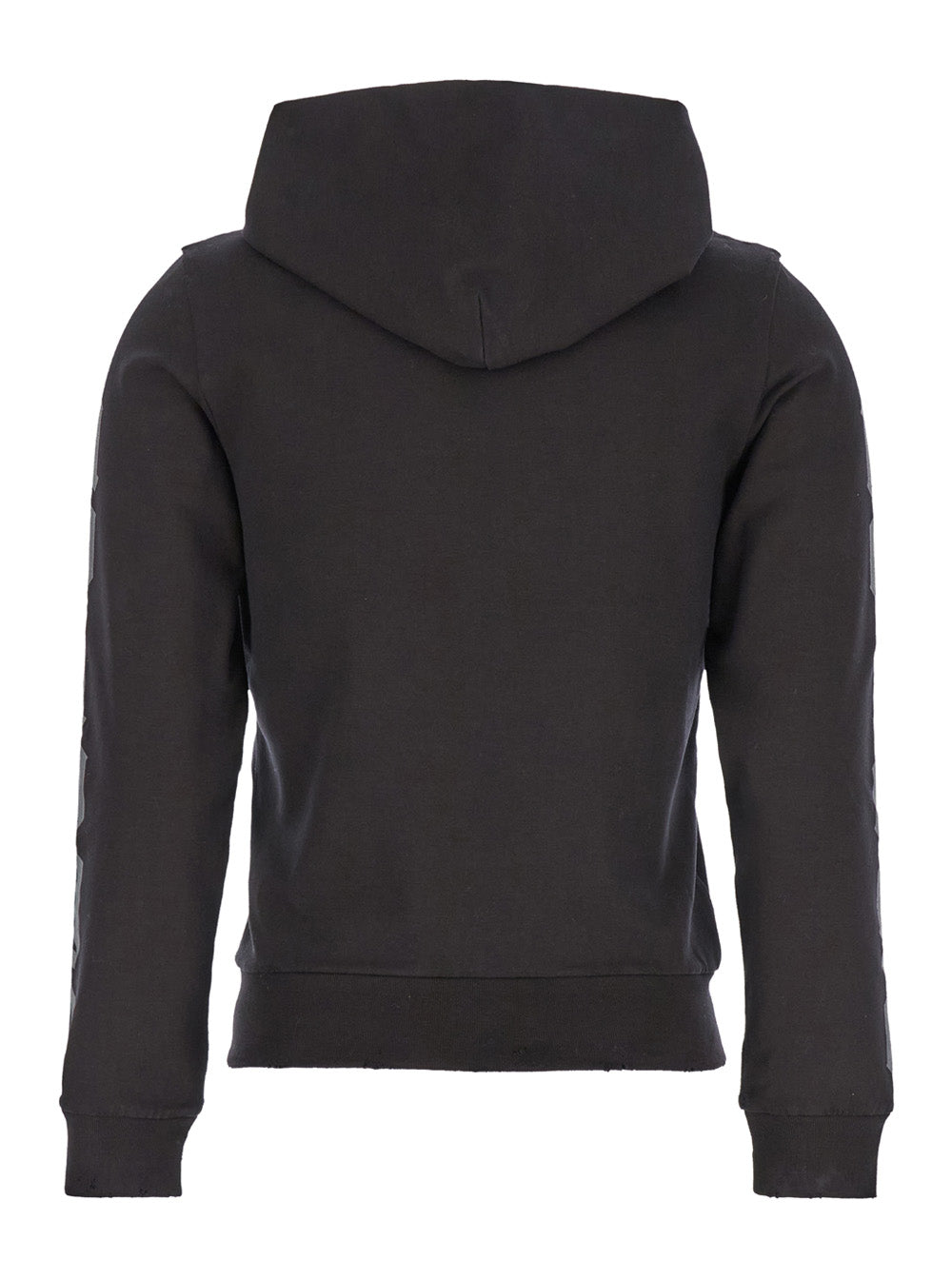 Balenciaga Women Black Zip-Up Hoodie With No Logo Gothic Print In Jersey Woman by Luosophy