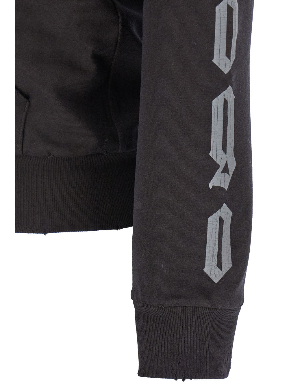 Balenciaga Women Black Zip-Up Hoodie With No Logo Gothic Print In Jersey Woman by Luosophy