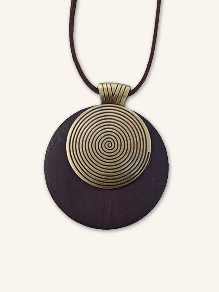 Vintage Wooden Rings Long Necklace DestGlow