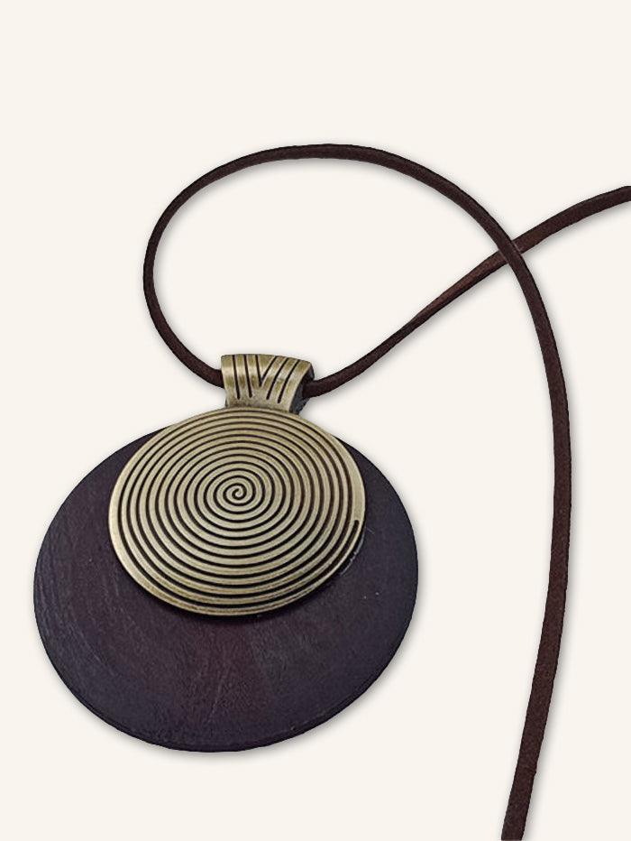 Vintage Wooden Rings Long Necklace DestGlow