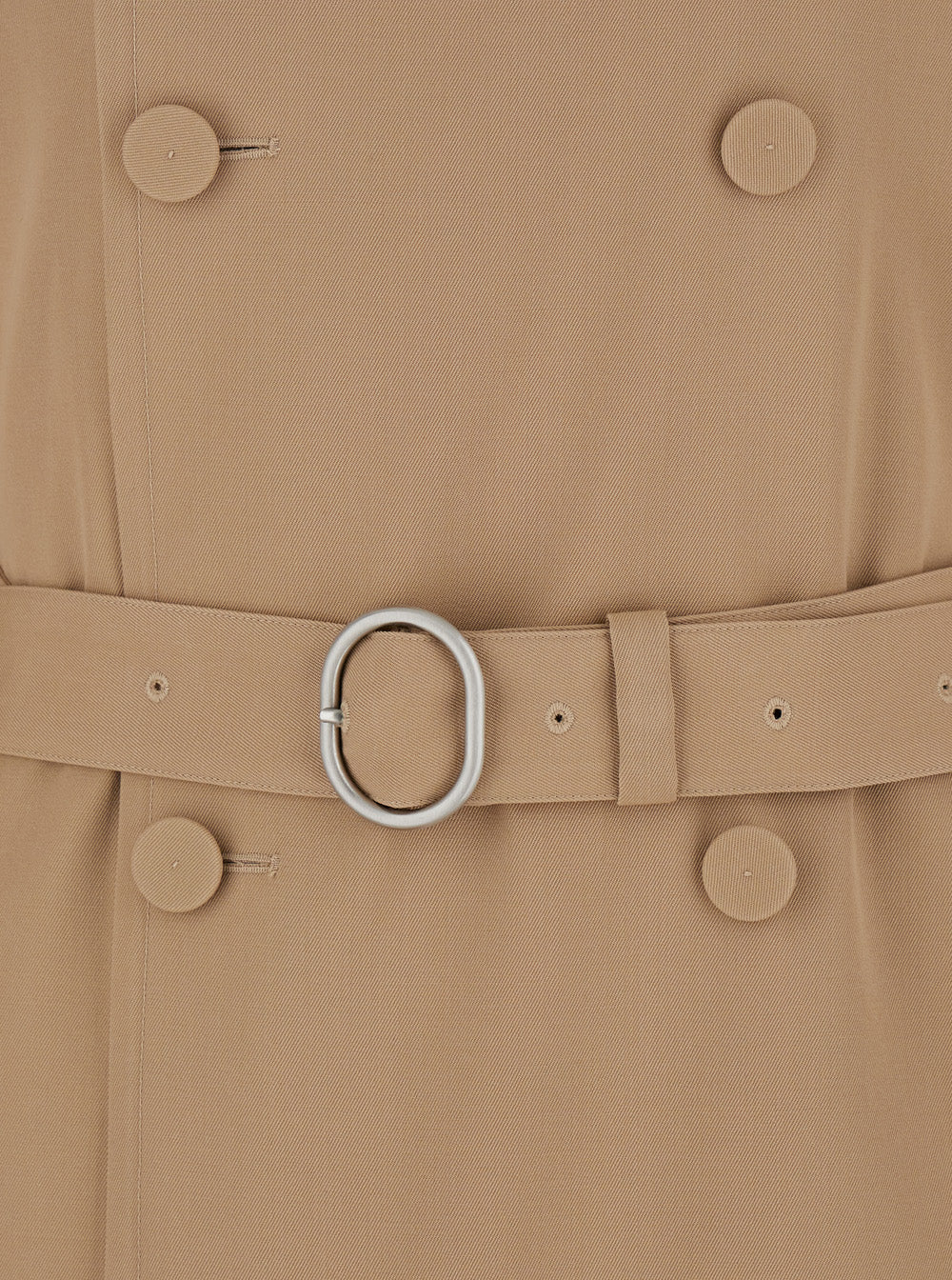 Jil Sander Men Beige Double Breasted Trench With Belt In Wool Man by Luosophy
