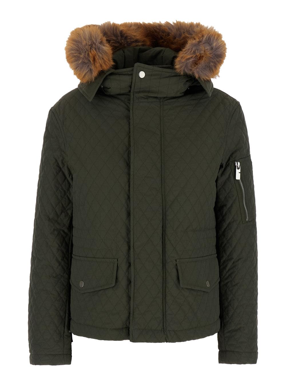 Burberry Women Green Quilted Jacket With Ekd Logo Detail In Cotton Blend Woman
