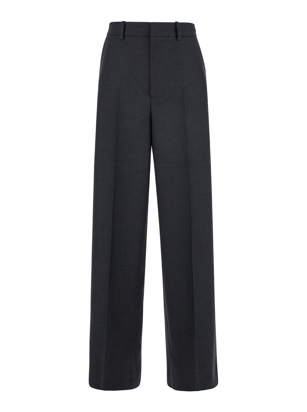 Gucci Women Grey Pants With Logo Lettering Detail On The Waist In Wool Woman by Luosophy