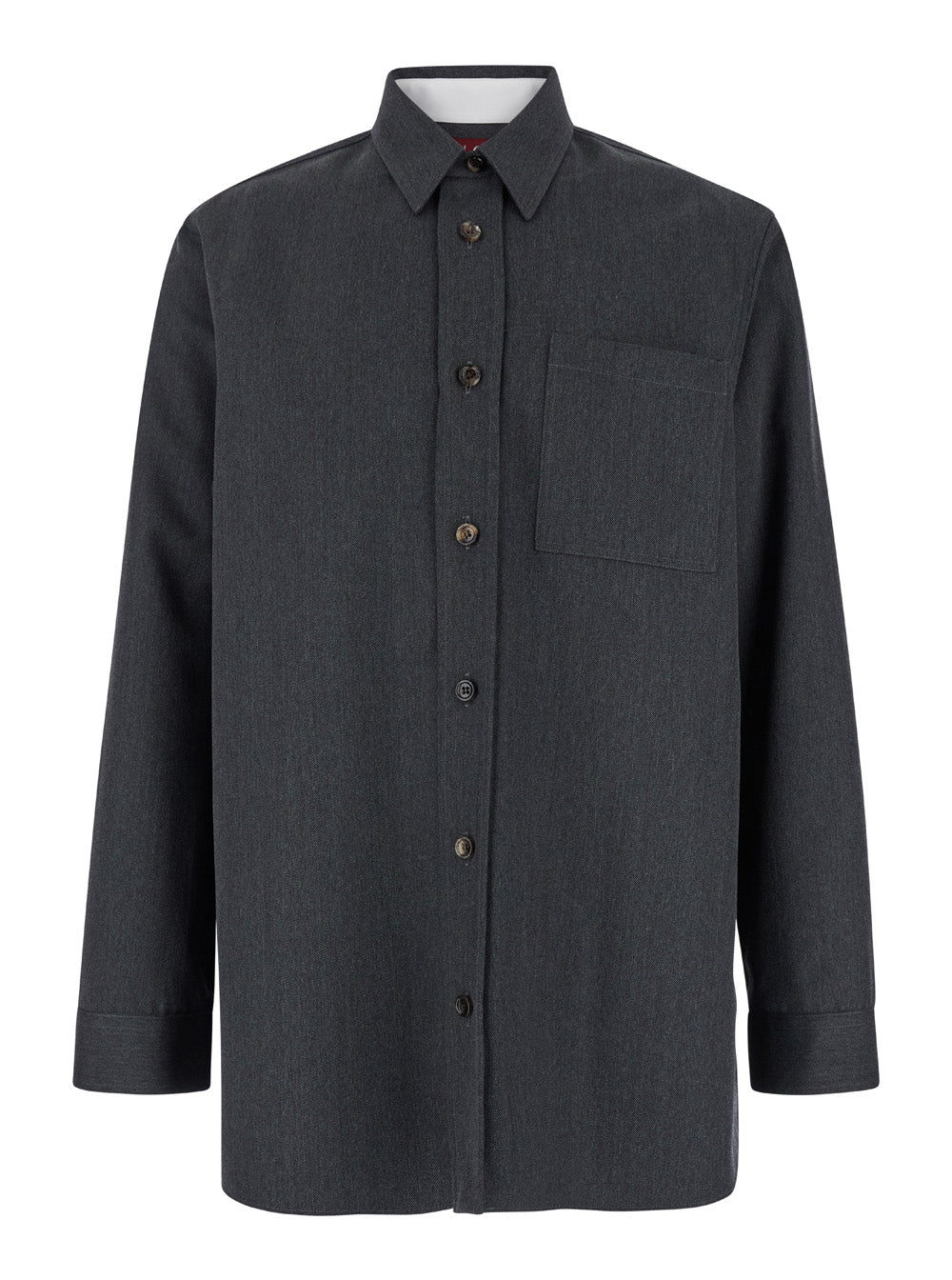 Gucci Men Grey Shirt With Pointed Collar In Wool Man DestGlow