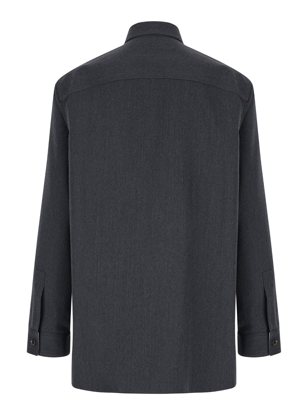 Gucci Men Grey Shirt With Pointed Collar In Wool Man DestGlow