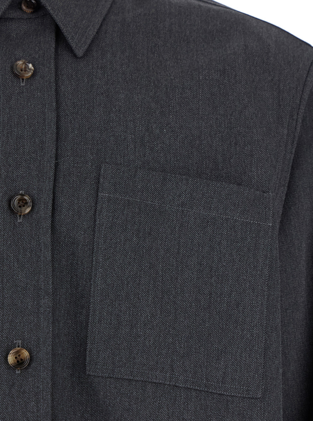 Gucci Men Grey Shirt With Pointed Collar In Wool Man DestGlow