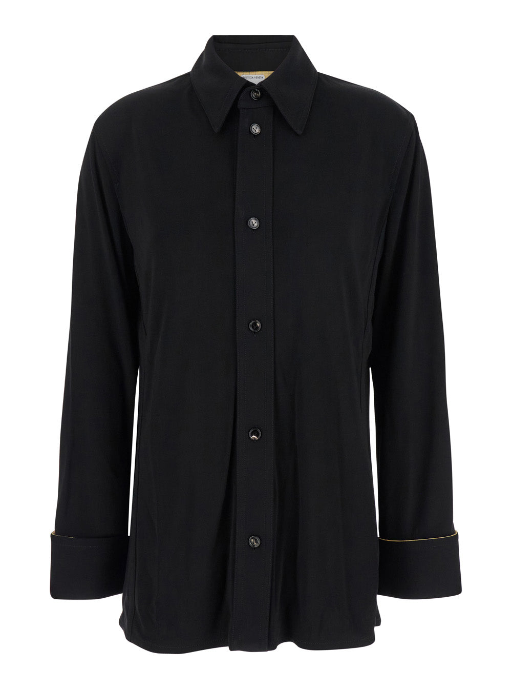 Bottega Veneta Women Black Shirt With Notebook Cuffs In Viscose Woman by Luosophy