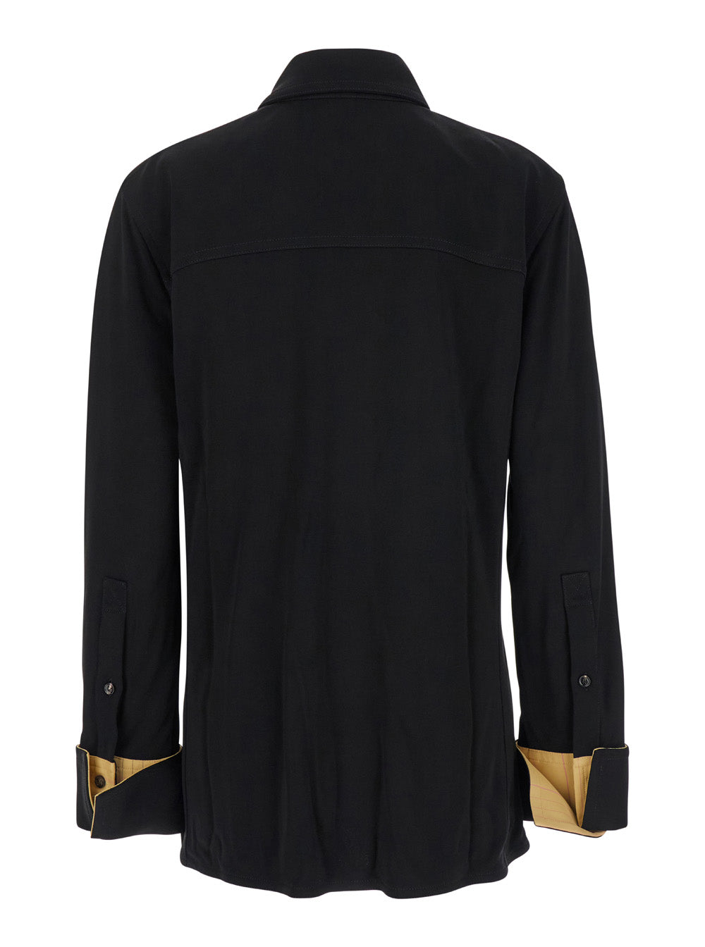 Bottega Veneta Women Black Shirt With Notebook Cuffs In Viscose Woman by Luosophy
