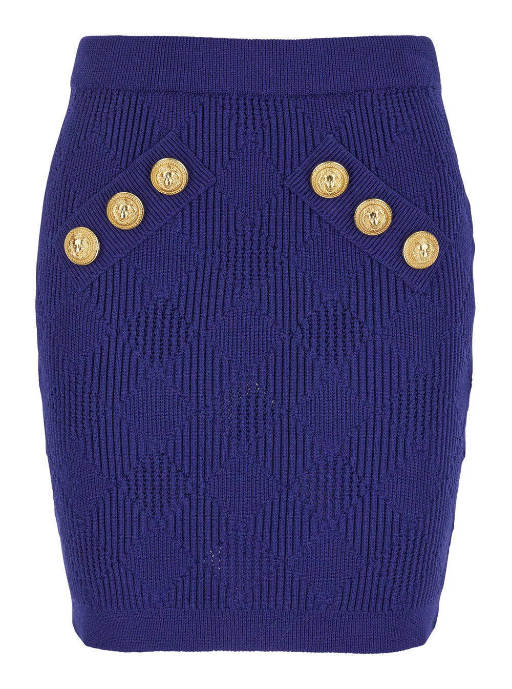 Balmain women blue mini skirt with jewel buttons in viscose blend woma — product image 1