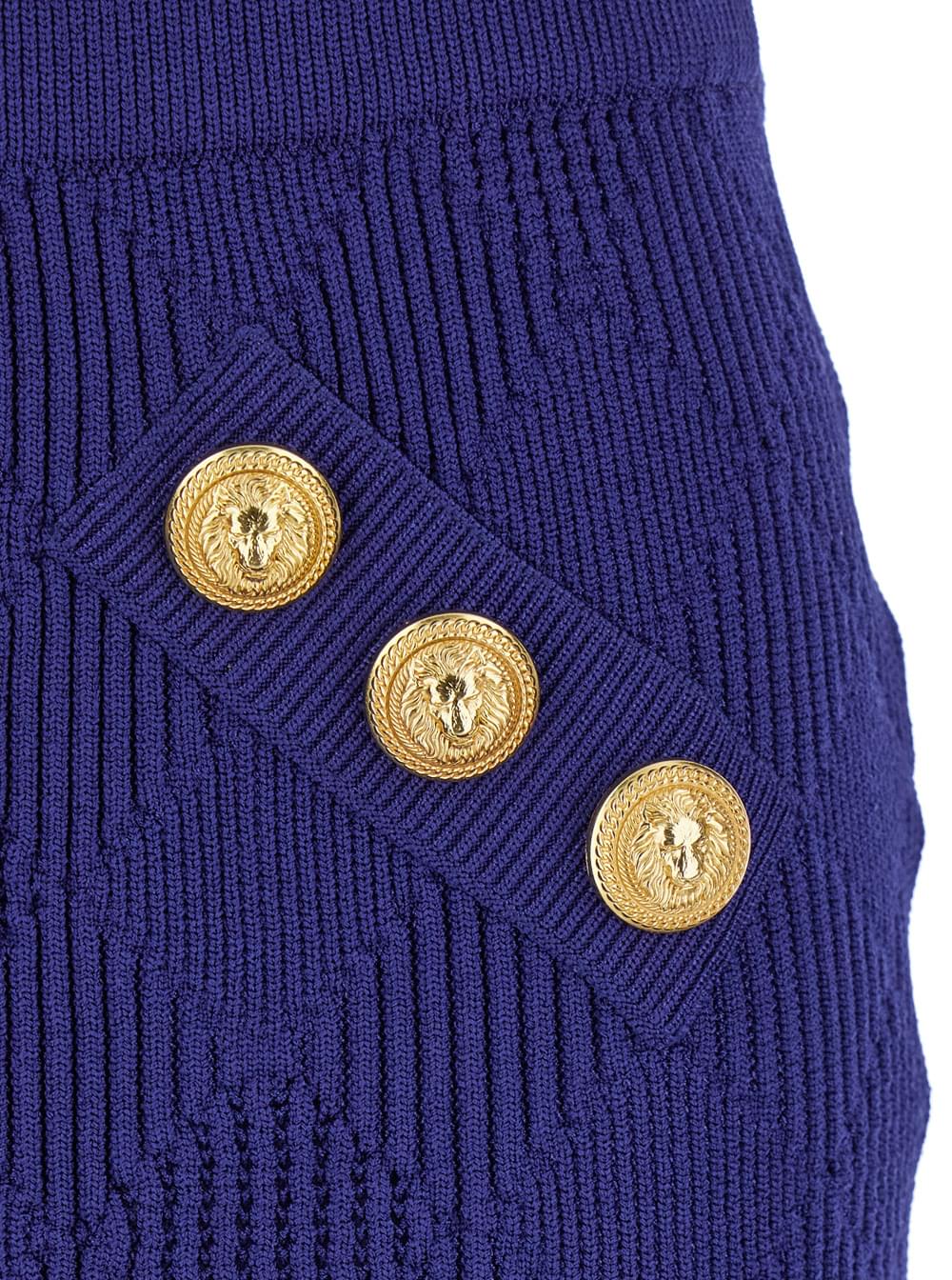 Balmain women blue mini skirt with jewel buttons in viscose blend woma — product image 3