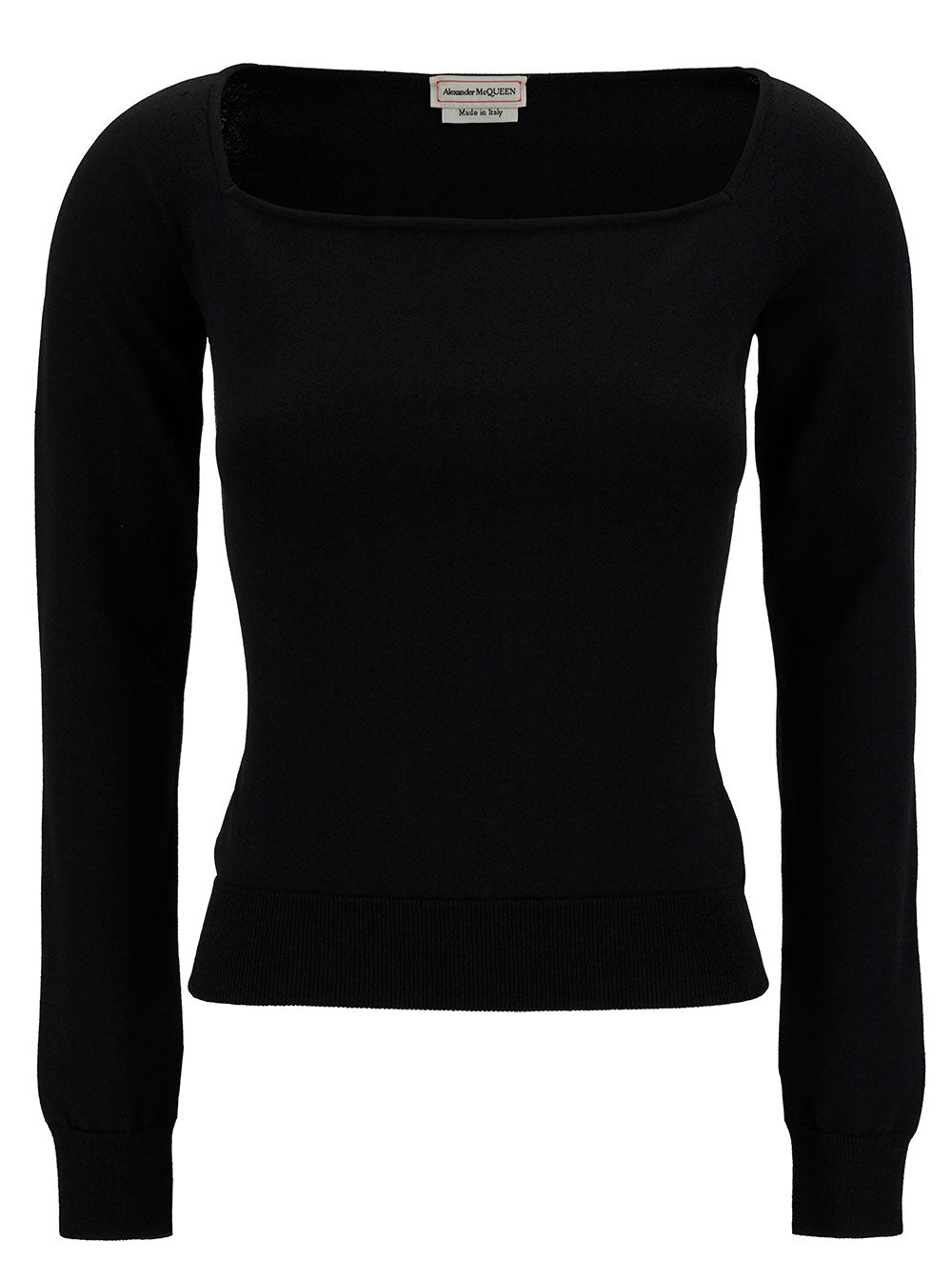 Alexander Mcqueen Women Black Top With Square Neckline In Viscose Blend Woman by Luosophy