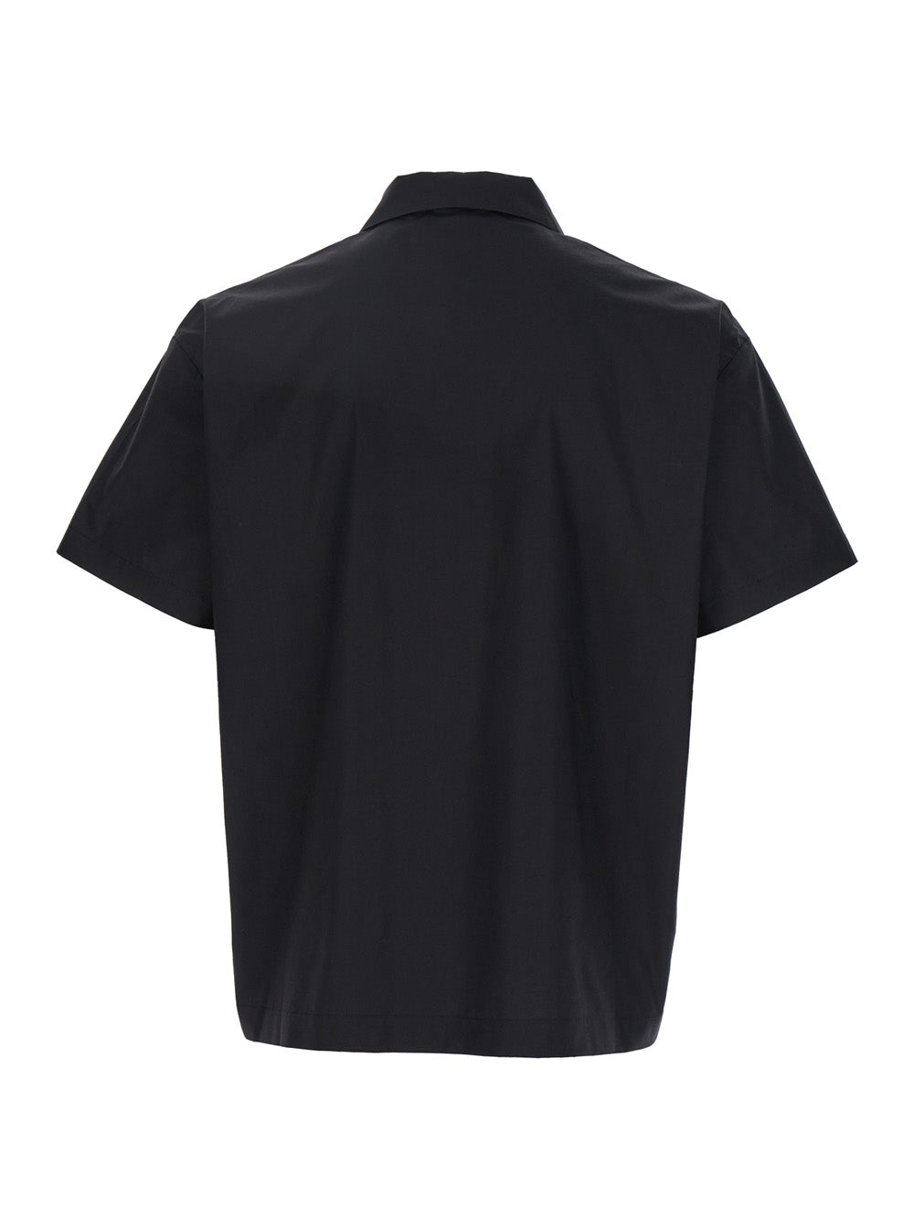Coperni Men Black Shirt With Classic Collar And Print On The Front In Cotton Man by Luosophy