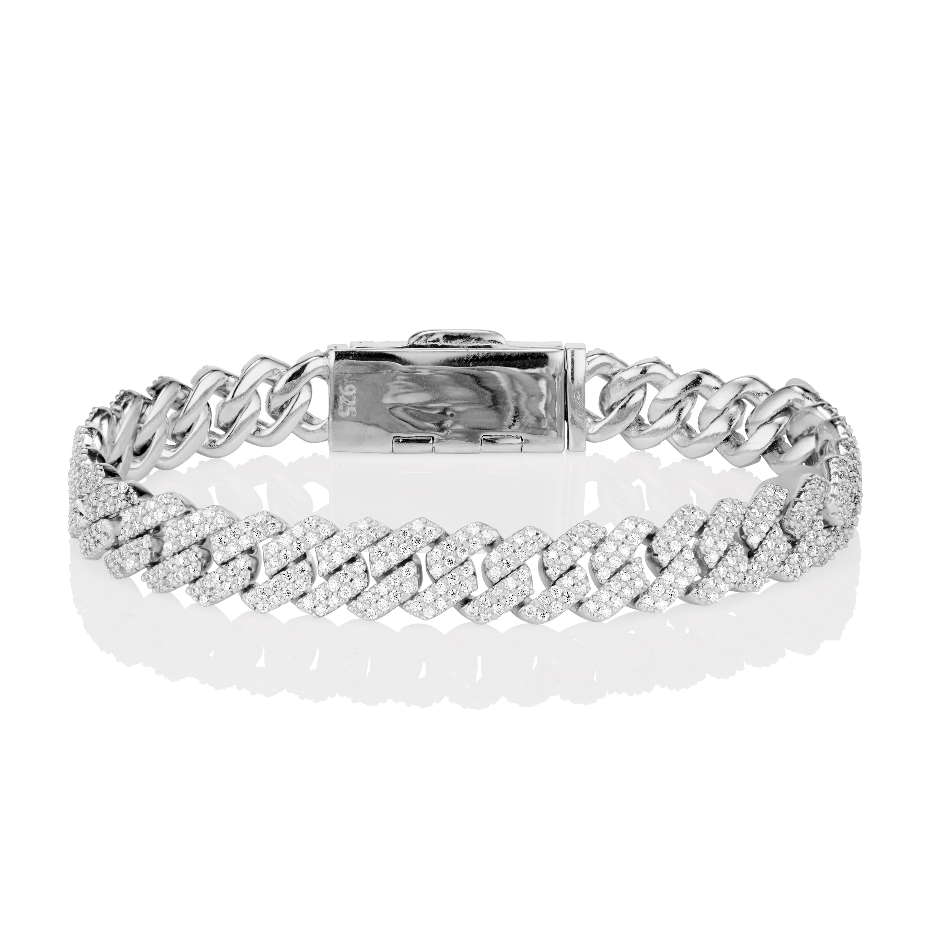 8MM Moissanite Cuban Bracelet in Solid 925 Silver DestGlow