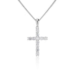 Moissanite Cross Pendant with Necklace in Silver - necklaces