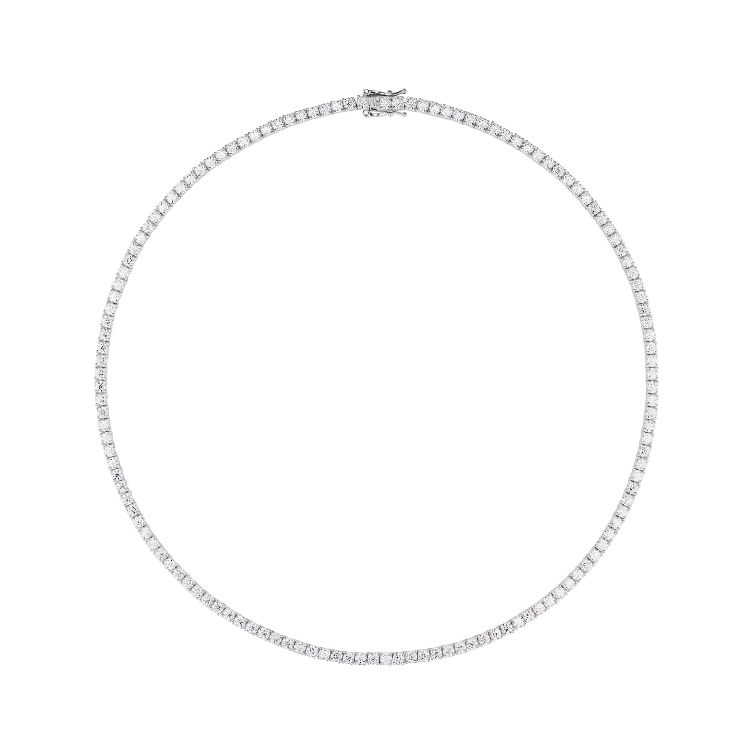 3MM Moissanite Tennis Necklace in Solid 925 Silver - DestGlow