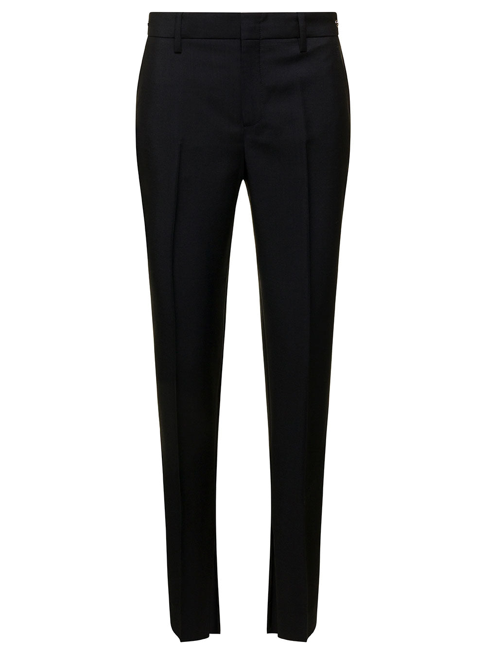 Gucci Women Black Slim Pants With Horsebit Detail In Mohair And Wool Woman