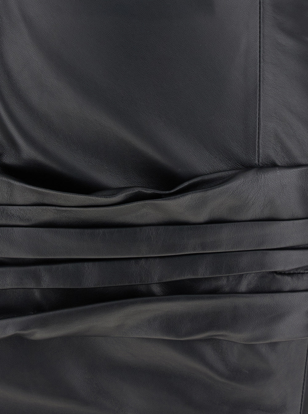 The Attico Women Black Sleeveless Off-Shoulder Midi Dress With Front Single Slit And Ruched Waist In Leather Woman by Luosophy