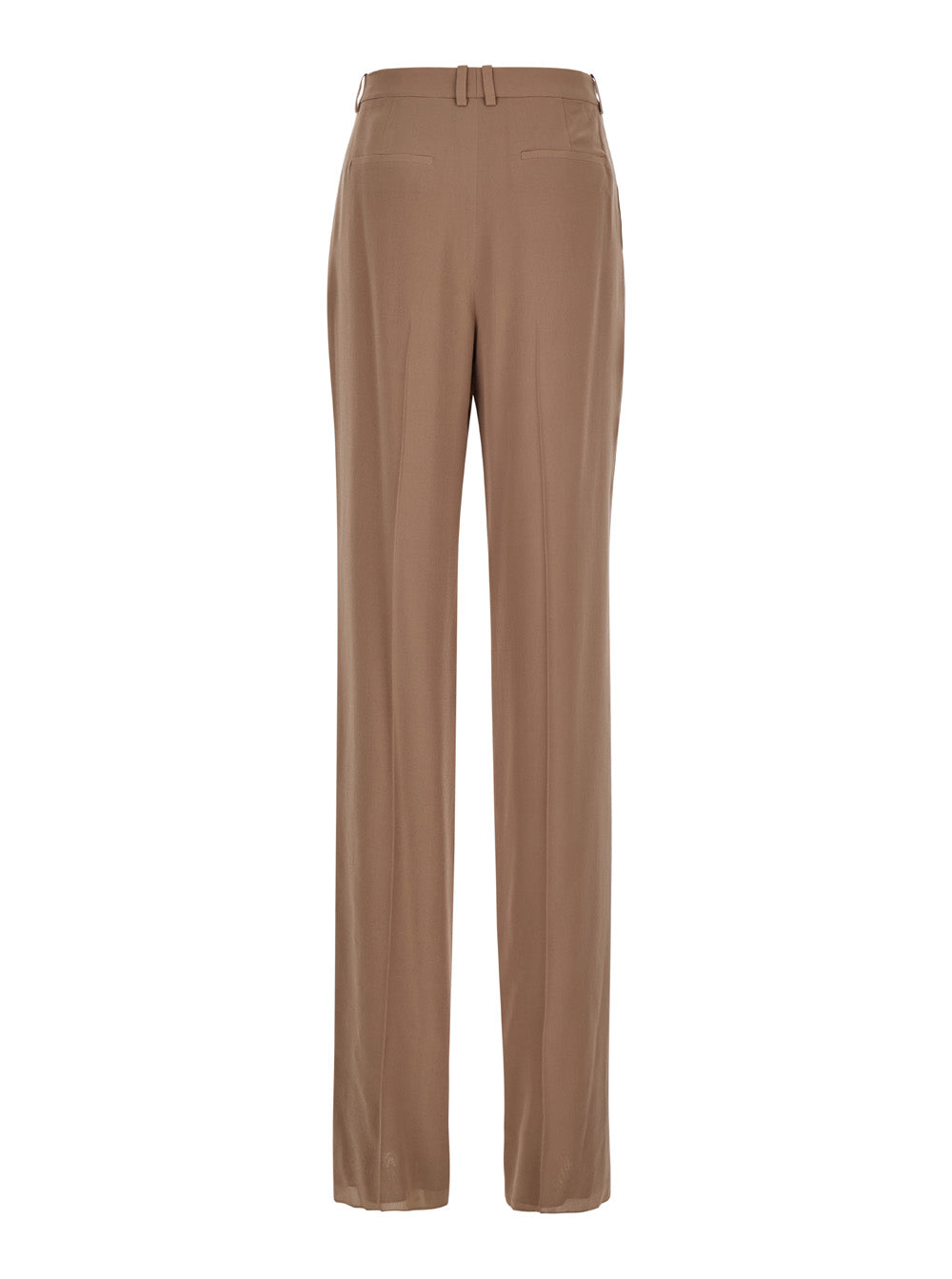 Saint Laurent Women Beige Pants With High Waist And Pences On The Front In Silk Woman by Luosophy