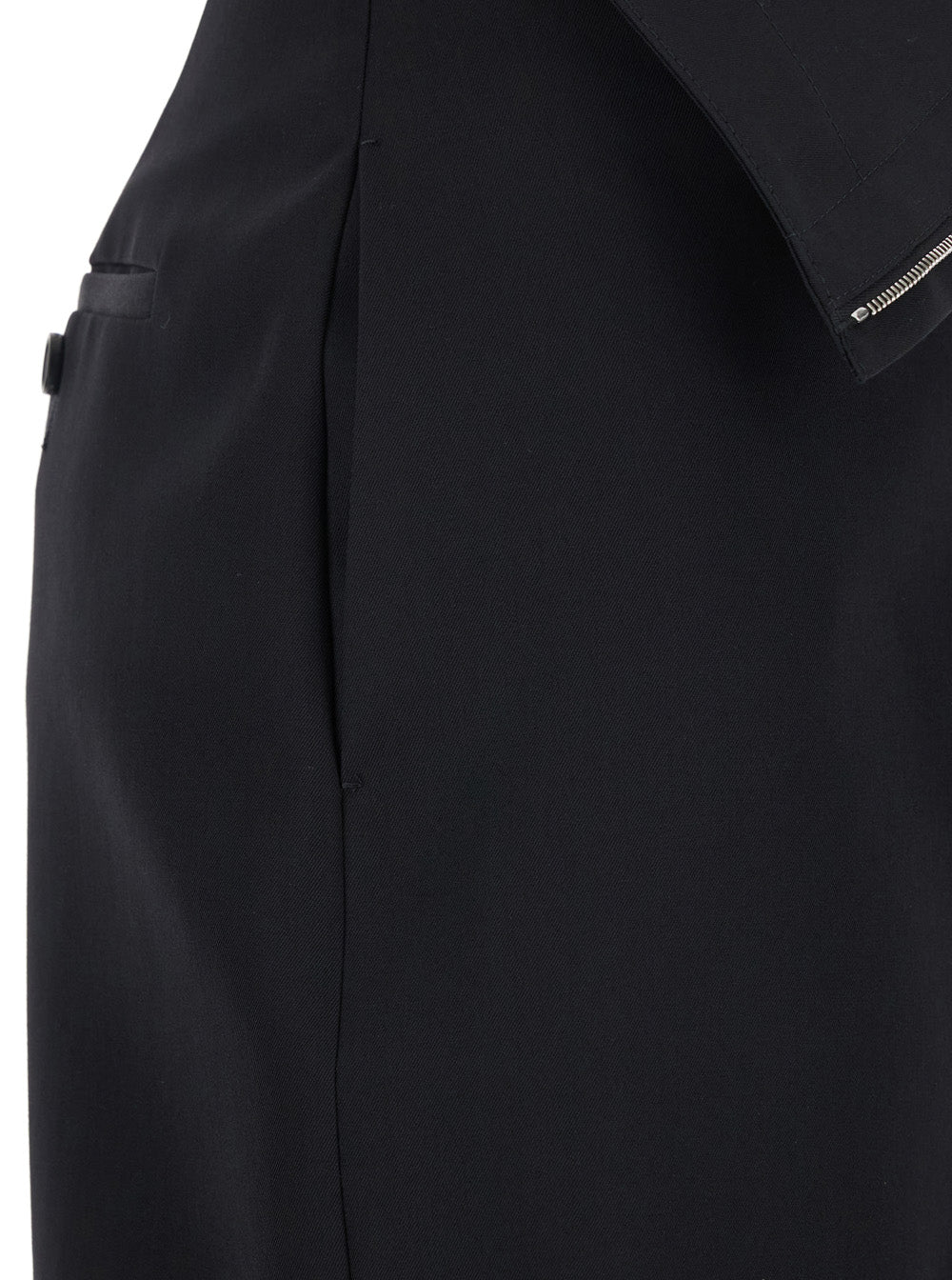 Alexander Mcqueen Women Black Skirt With Foldover Waist And Rear Single Slit In Wool Woman by Luosophy