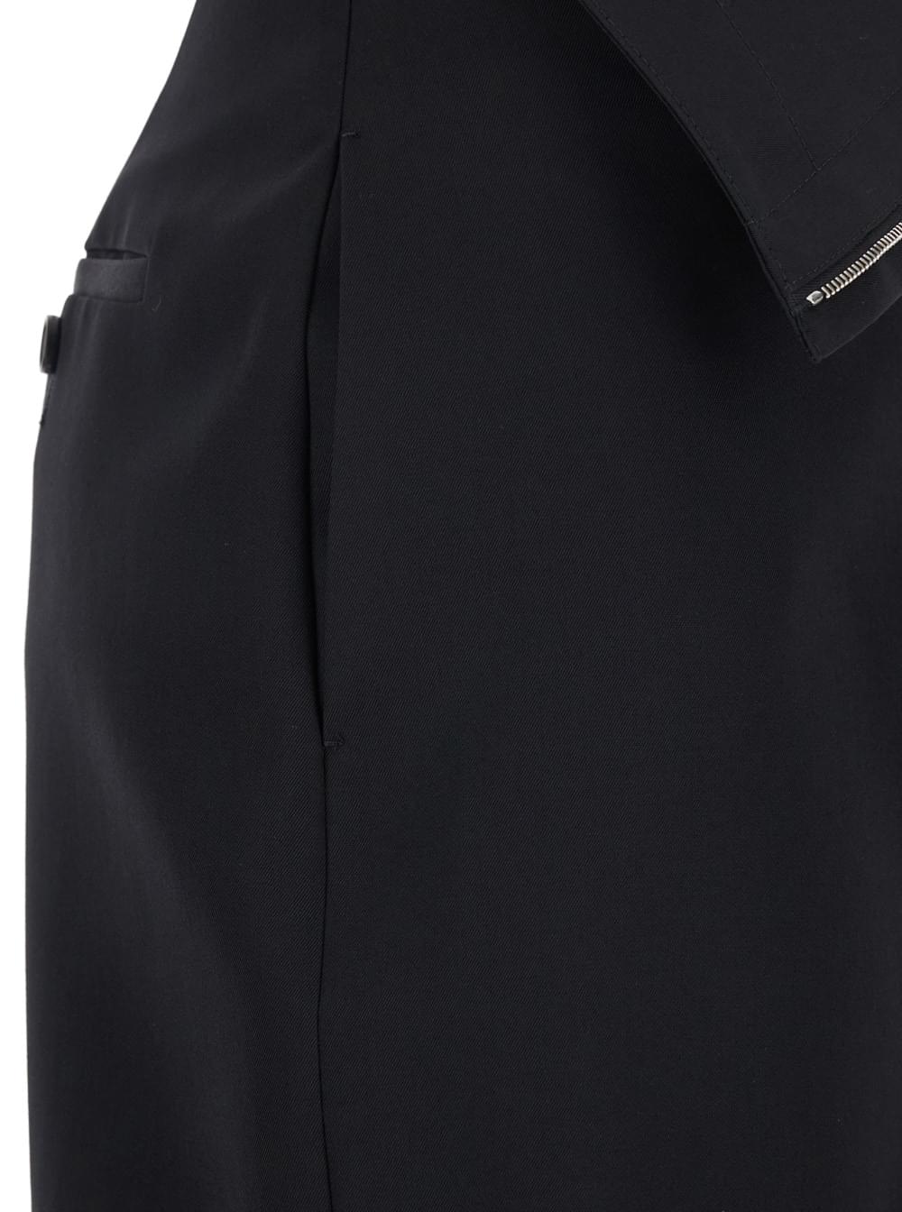 Alexander Mcqueen Women Black Skirt With Foldover Waist And Rear Single Slit In Wool Woman