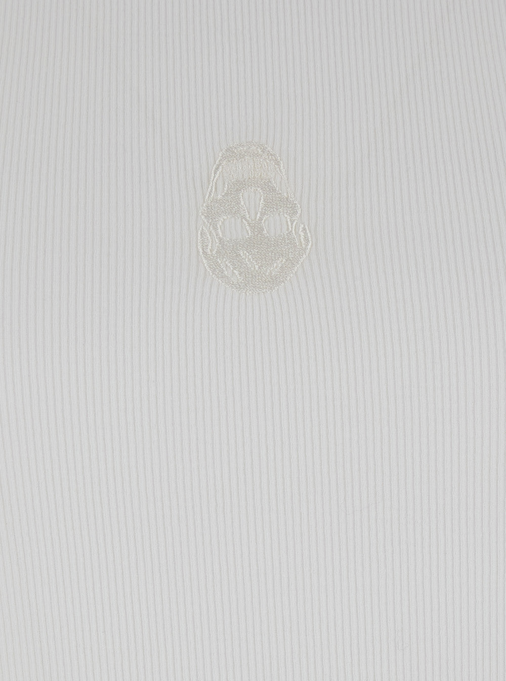 Alexander Mcqueen Men White Top With Upside Down Skull Embroidery On The Front In Cotton Jersey Man by Luosophy