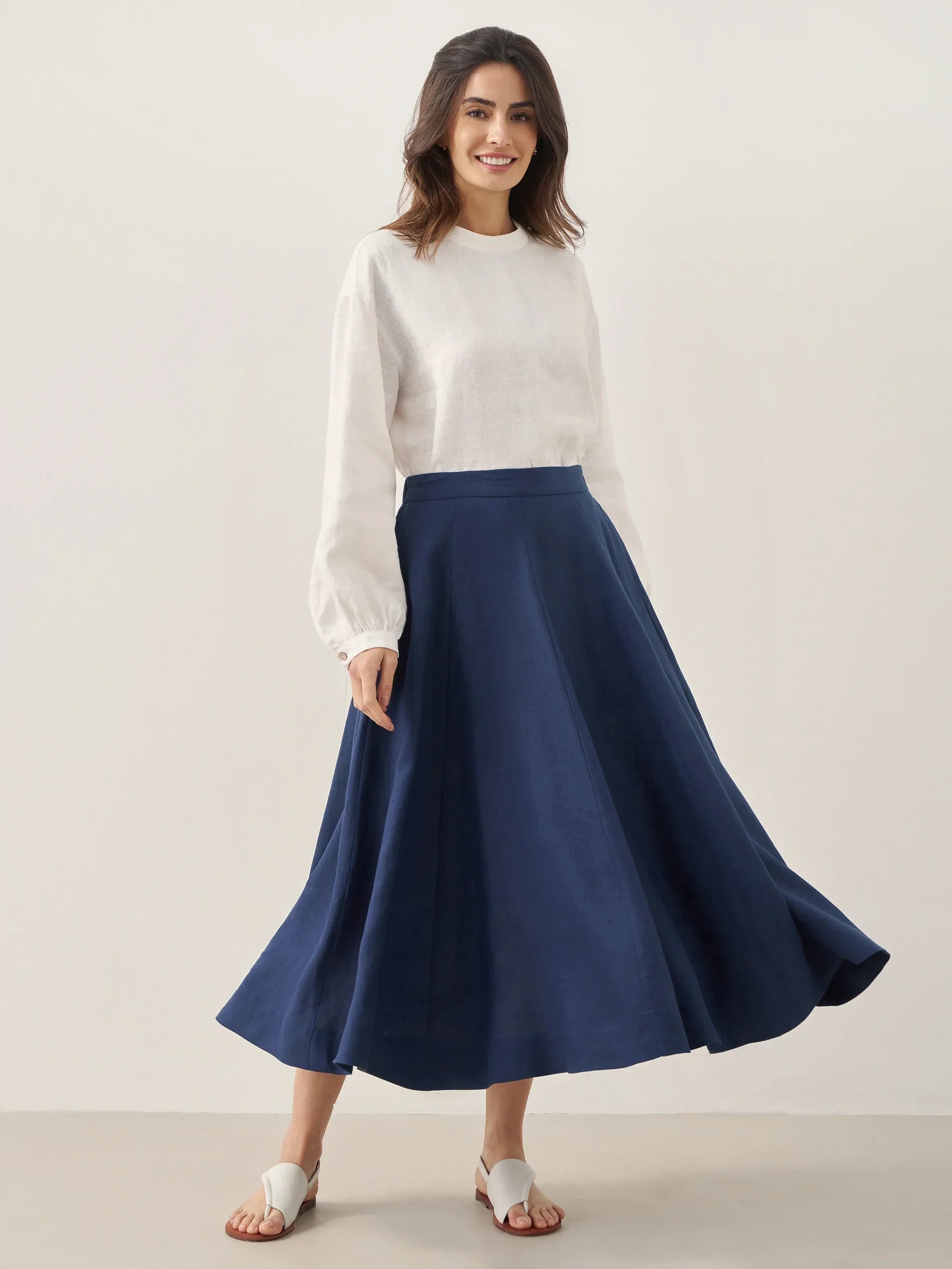100% Linen Mock Neck Long-Sleeve Top DEANNA by LINTICO