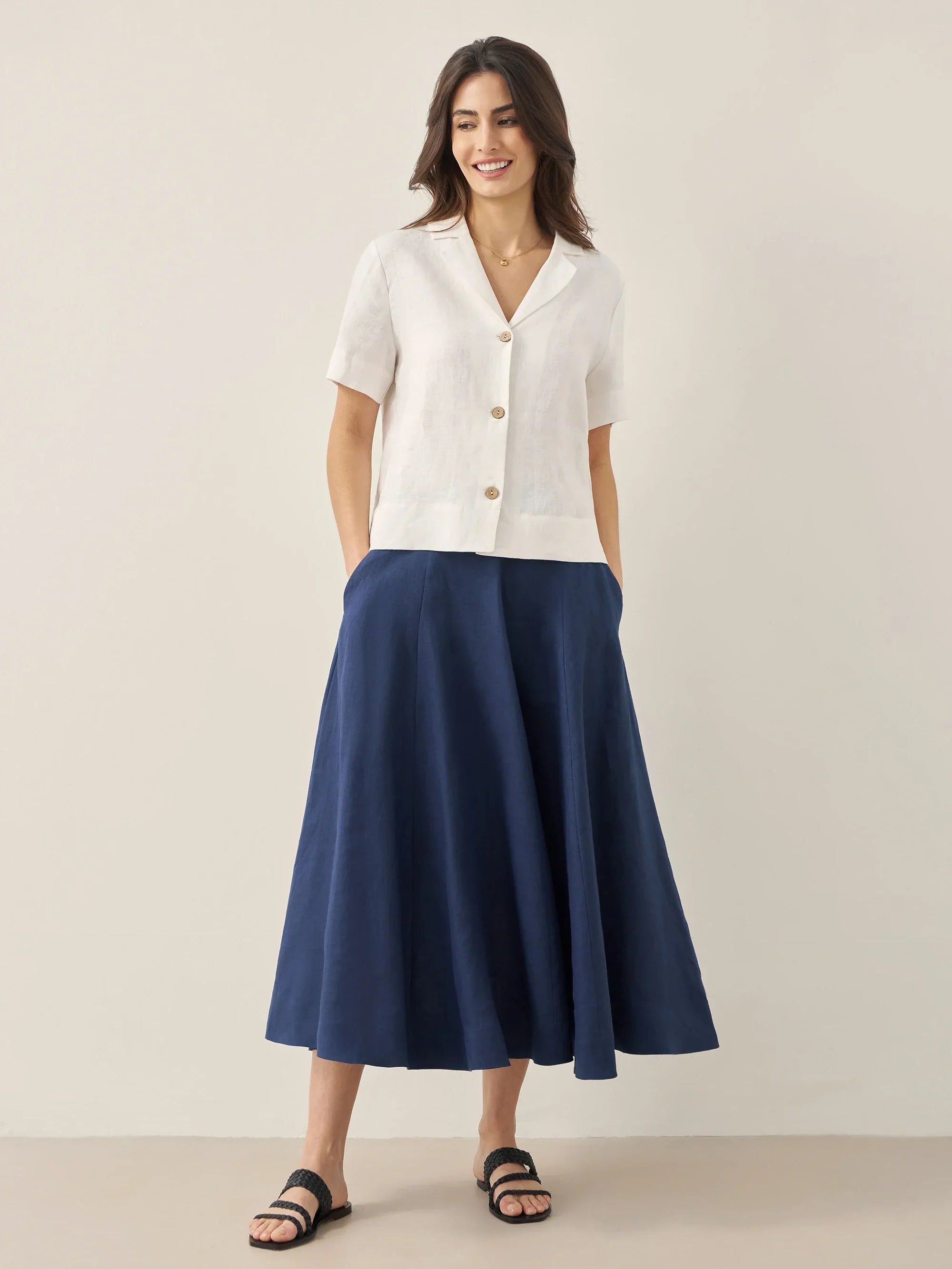 100% Linen Button-Up Short Sleeve Shirt ORENDA by LINTICO