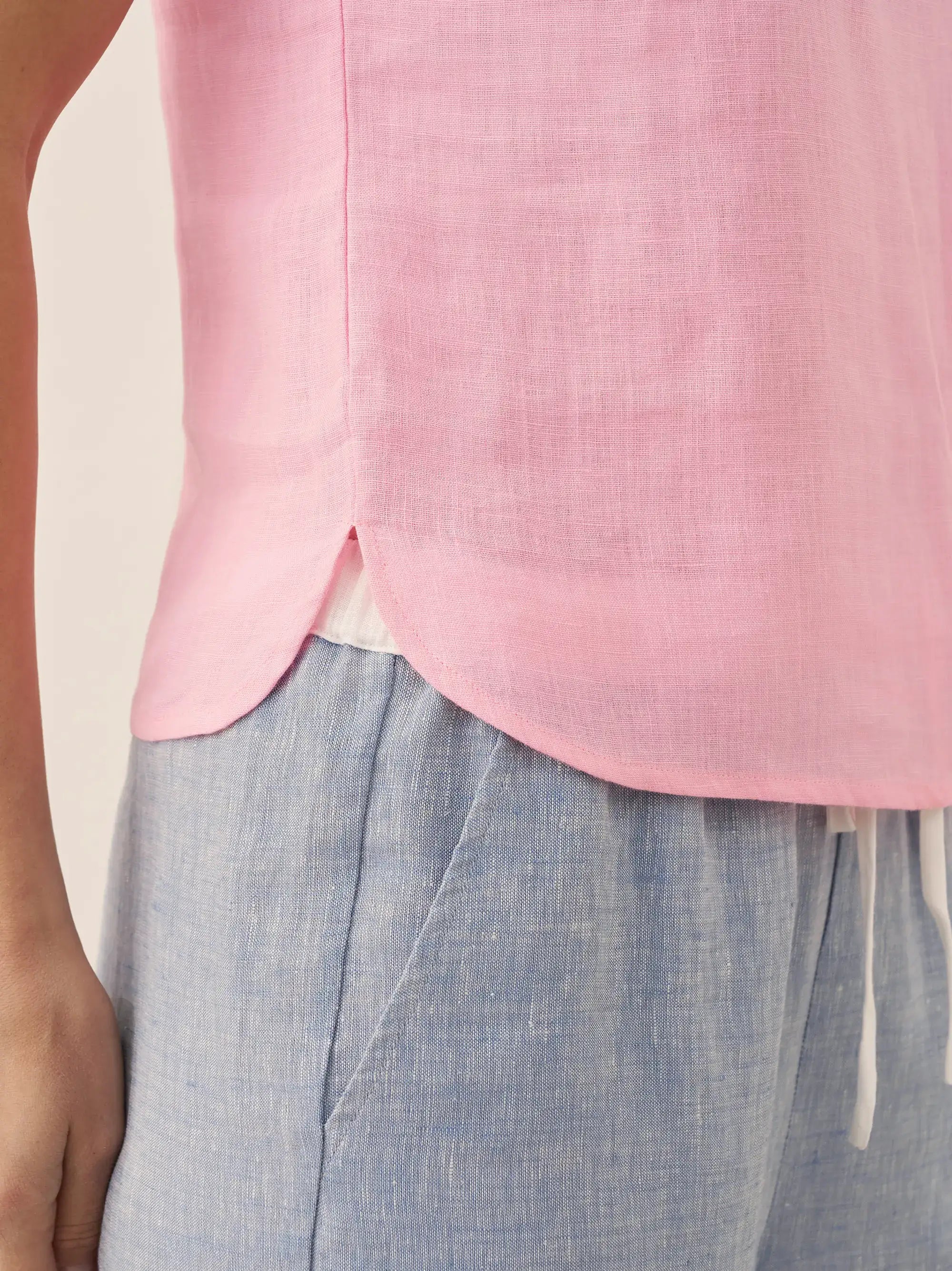 100% Linen Draped Collar Tank Top JACQUELINE by LINTICO