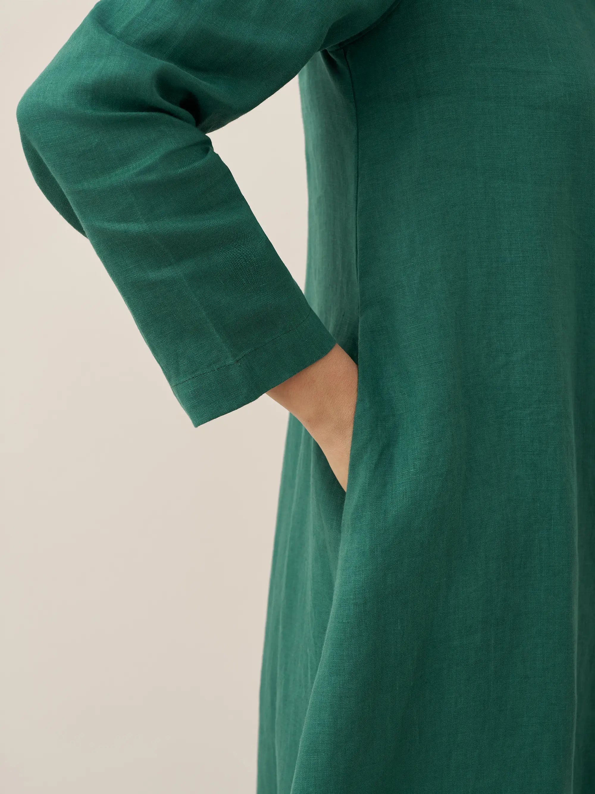 100% Linen Hooded Pullover Maxi Dress REBECCA DestGlow