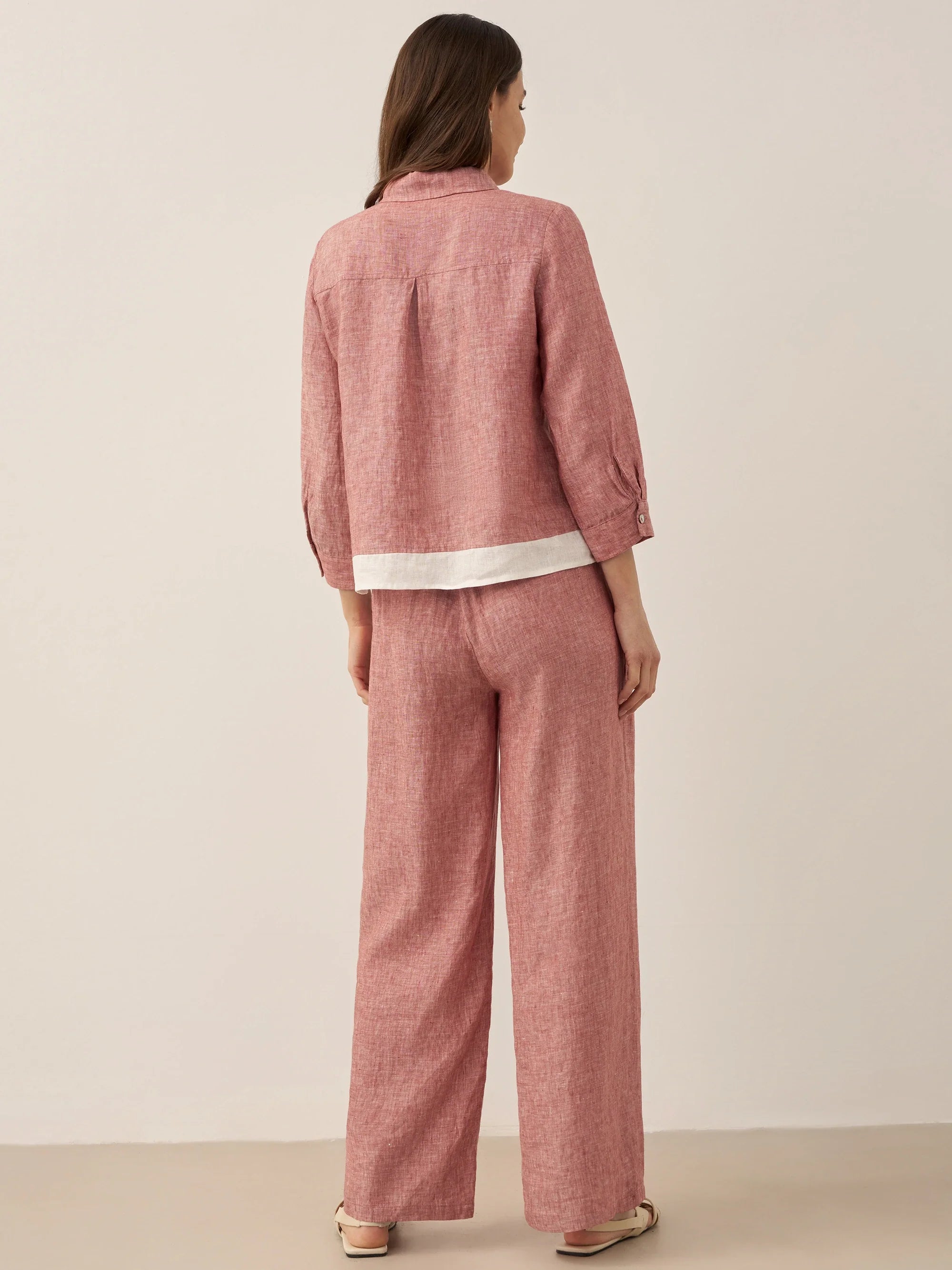 100% Linen Elastic Waist Straight-Leg Trousers JOURDAN by LINTICO