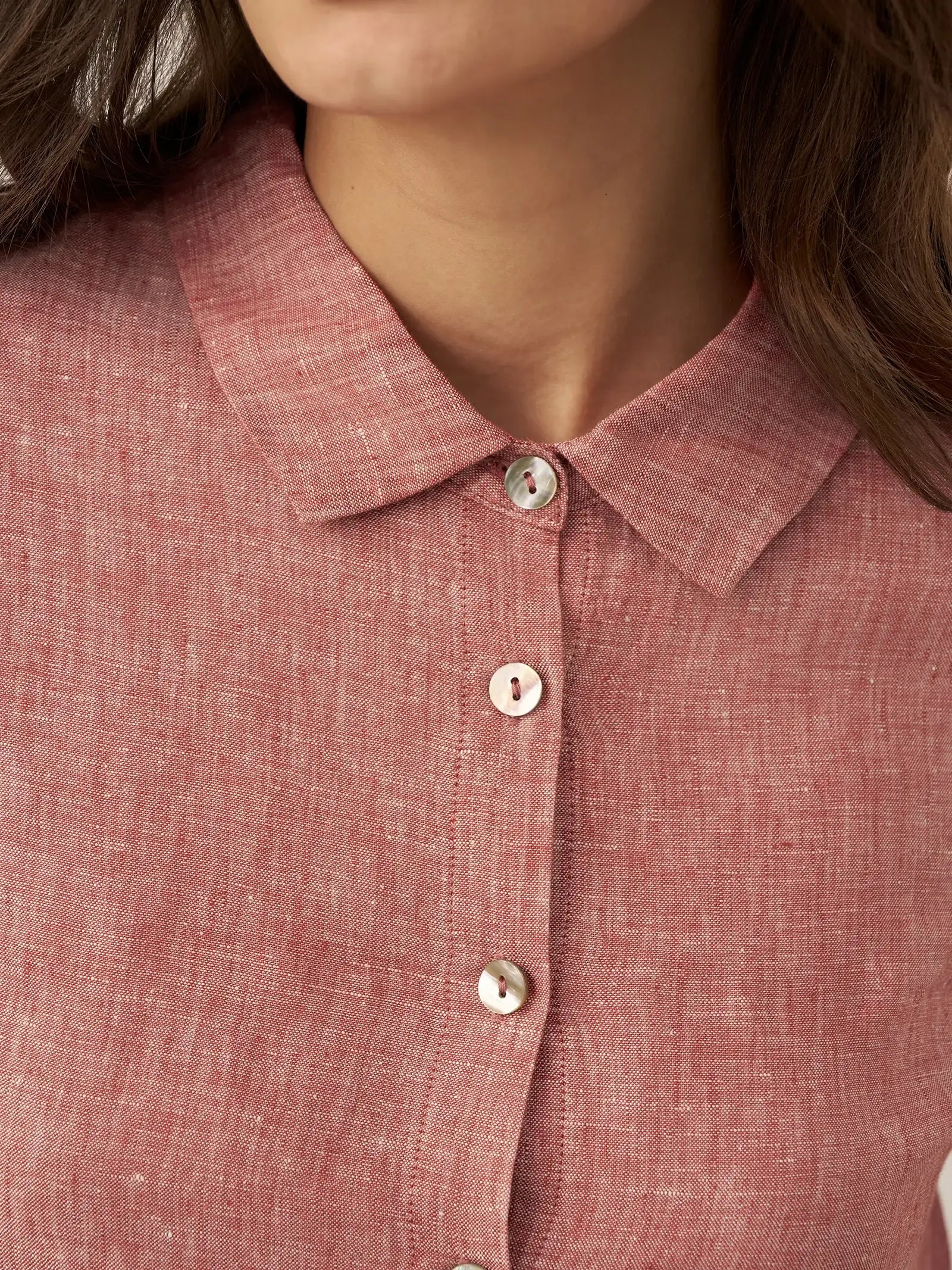 100% Linen Buttoned Closure Color-Blocked Shirt JANICE DestGlow