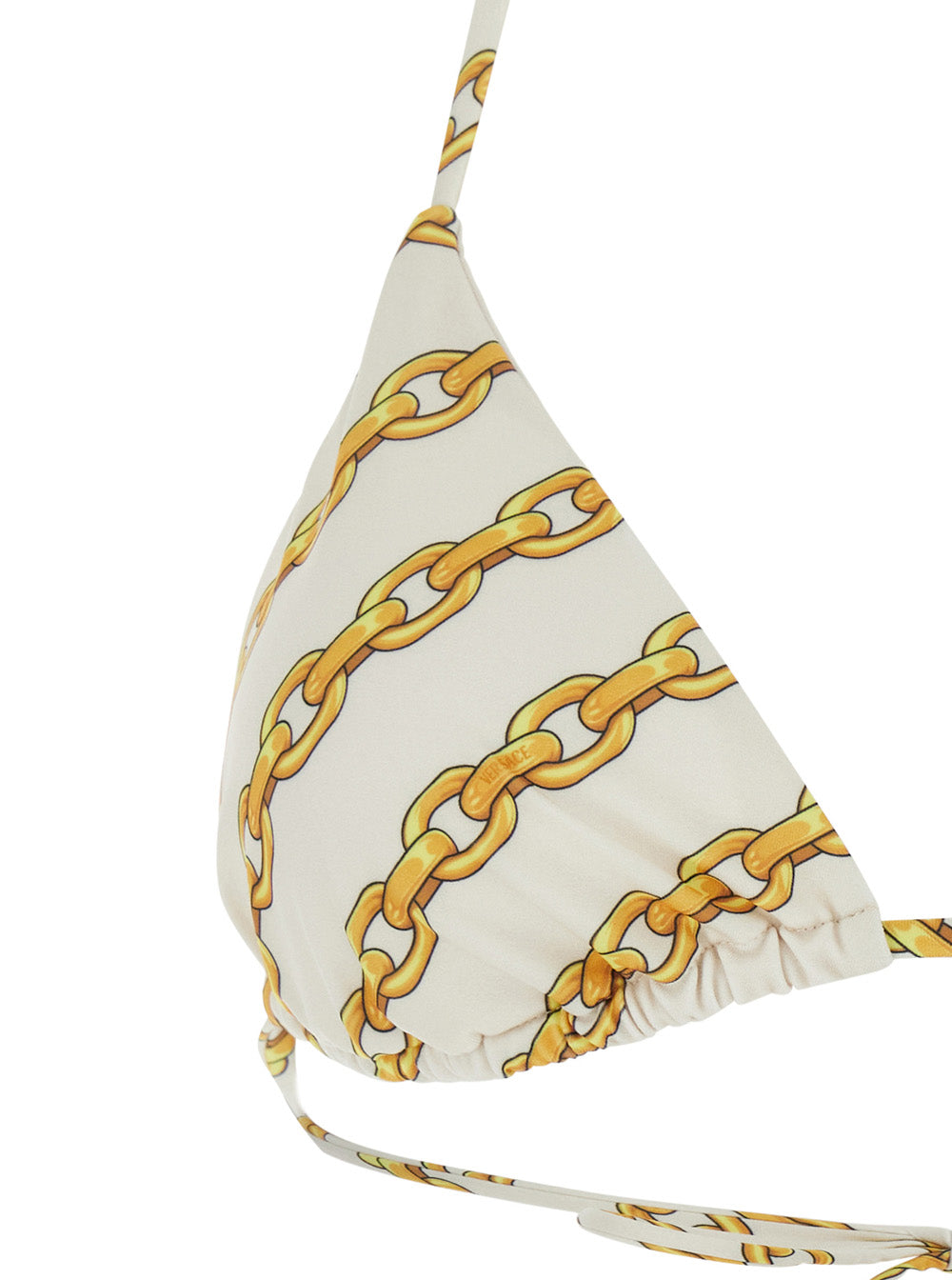 Versace Women White Bikini Top With All-Over Chain Print In Tech Fabric Stretch Woman
