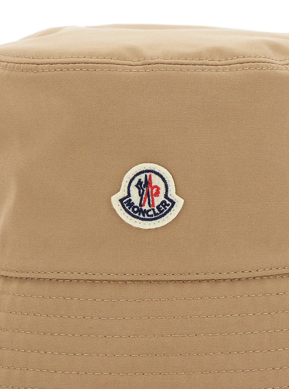 Moncler Women Beige Bucket Hat With Dropped Wide Brim And Logo Patch On The Front In Cotton Blend Woman by Luosophy