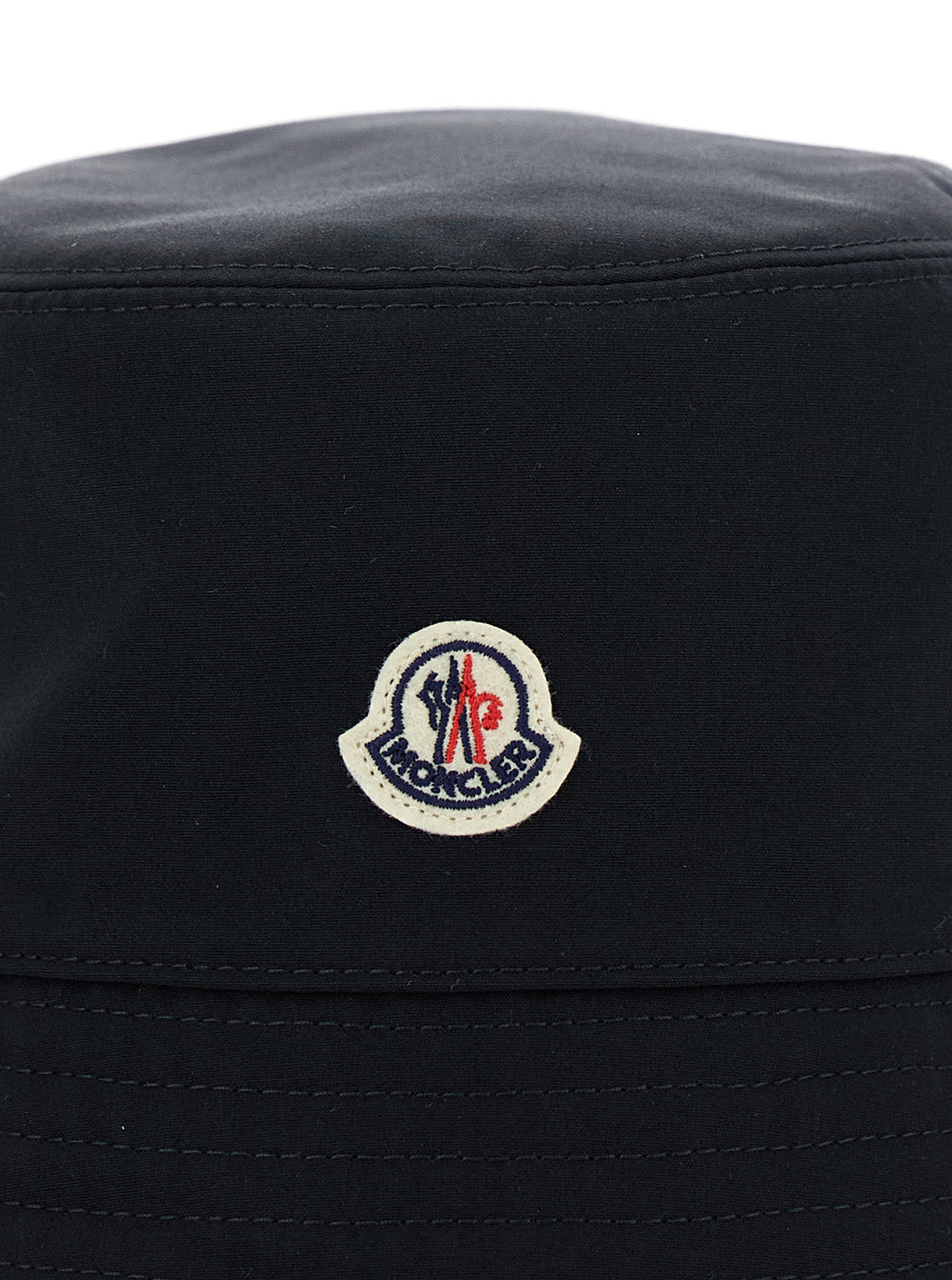 Moncler Women Black Bucket Hat With Dropped Wide Brim And Logo Patch On The Front In Cotton Blend Woman by Luosophy