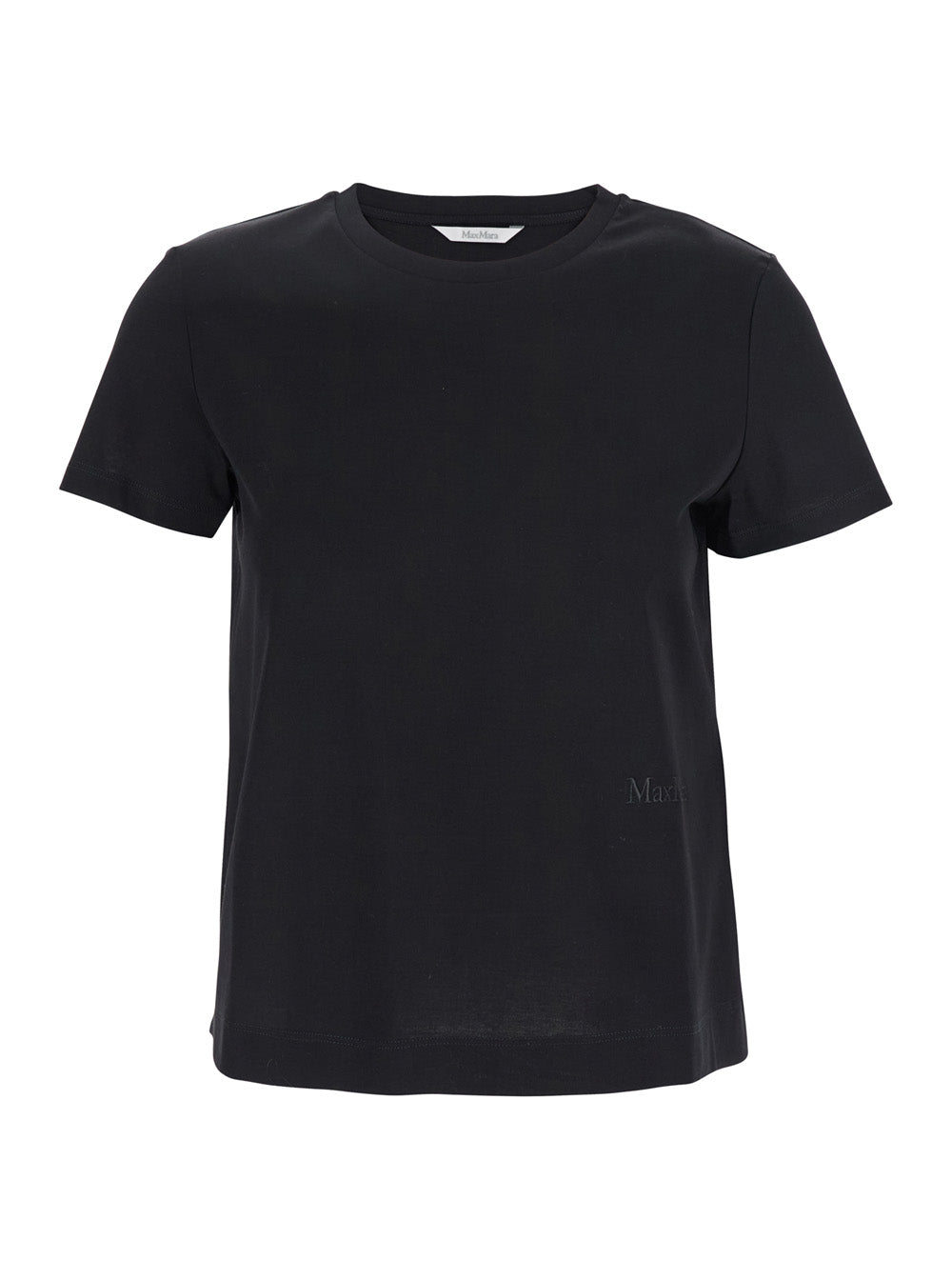 Max Mara Women Black T-Shirt With Logo Embroidered On The Front In Cotton Woman by Luosophy