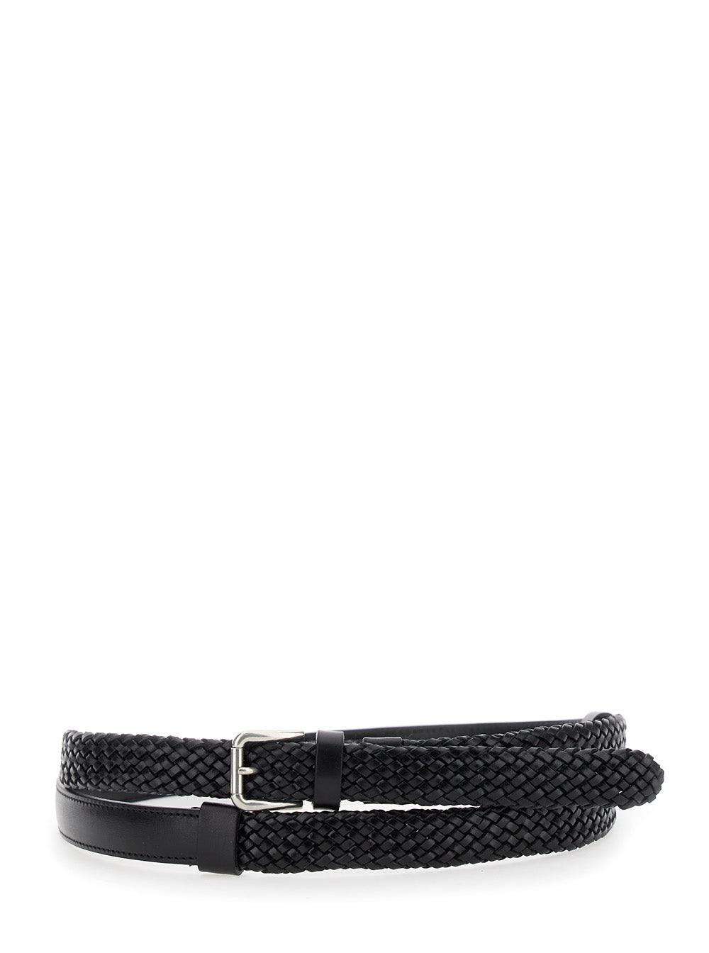 Dolce & Gabbana Men Black Belt With Buckle Closure And Interwoven Design In Leather Man DestGlow