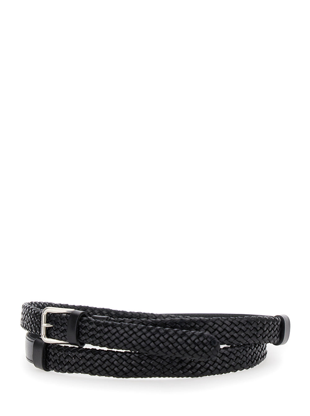 Dolce & Gabbana Men Black Belt With Buckle Closure And Interwoven Design In Leather Man DestGlow