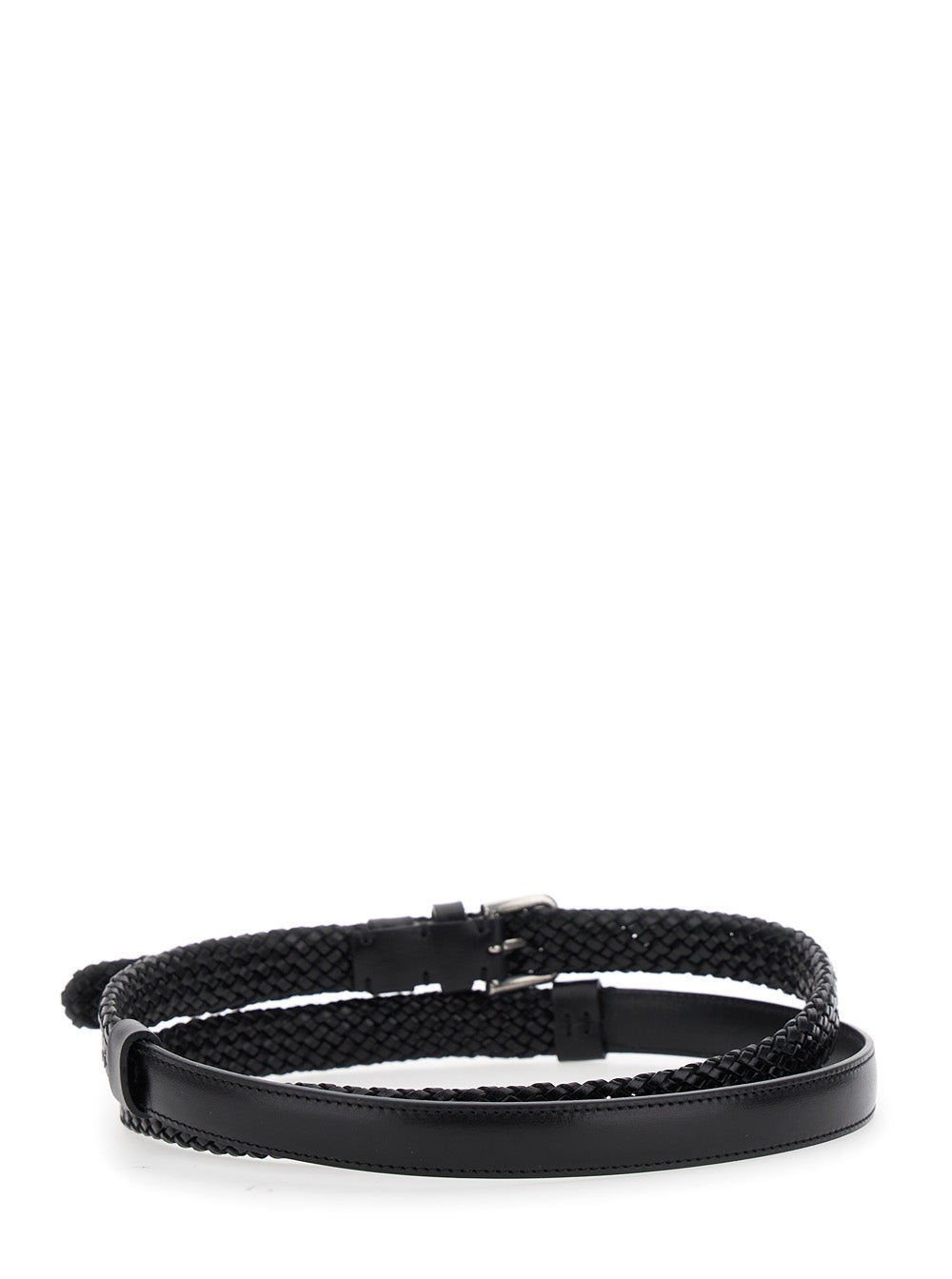 Dolce & Gabbana Men Black Belt With Buckle Closure And Interwoven Design In Leather Man DestGlow