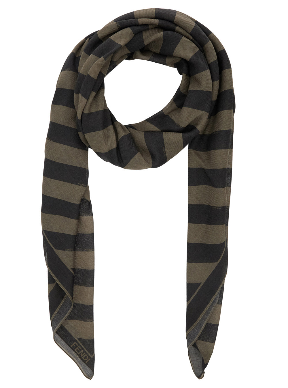 3.Paradis Men Beige Square Stole With All-Over Striped Motif And Logo Lettering On The Hem In Cotton And Silk Blend Man by Luosophy