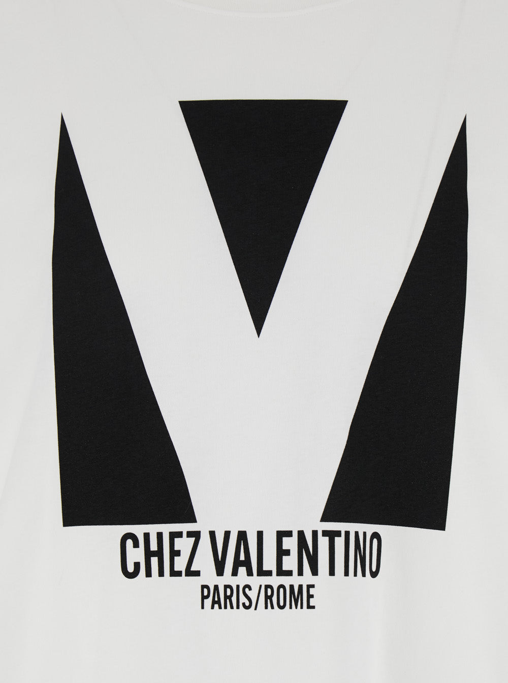 Valentino men chez white crewneck t-shirt with maxi logo print on the