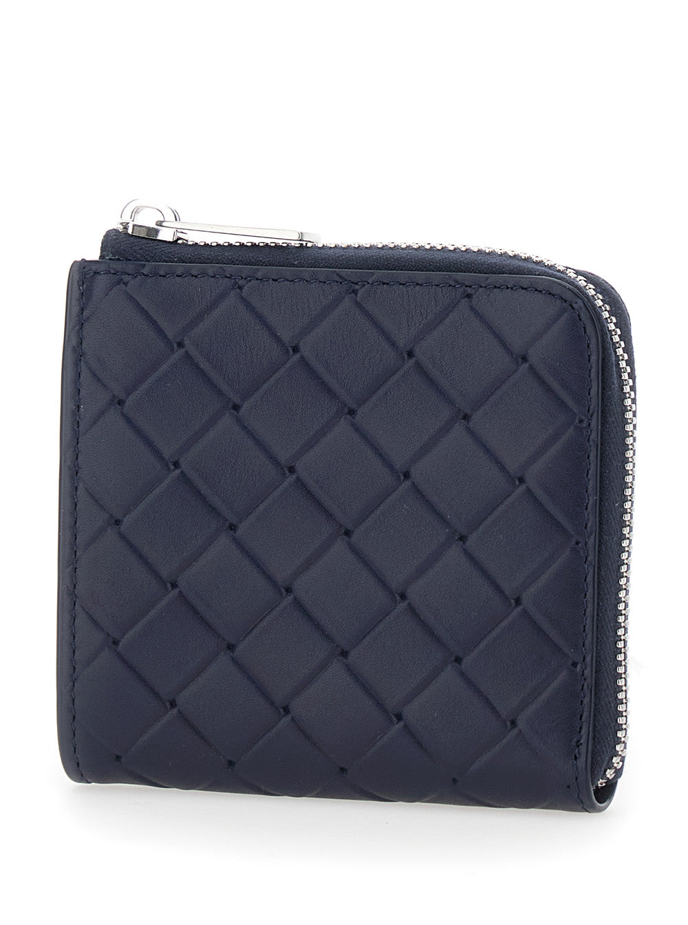 Bottega Veneta Men Blue Wallet With All-Over Intreccio Motif In Leather Man by Luosophy