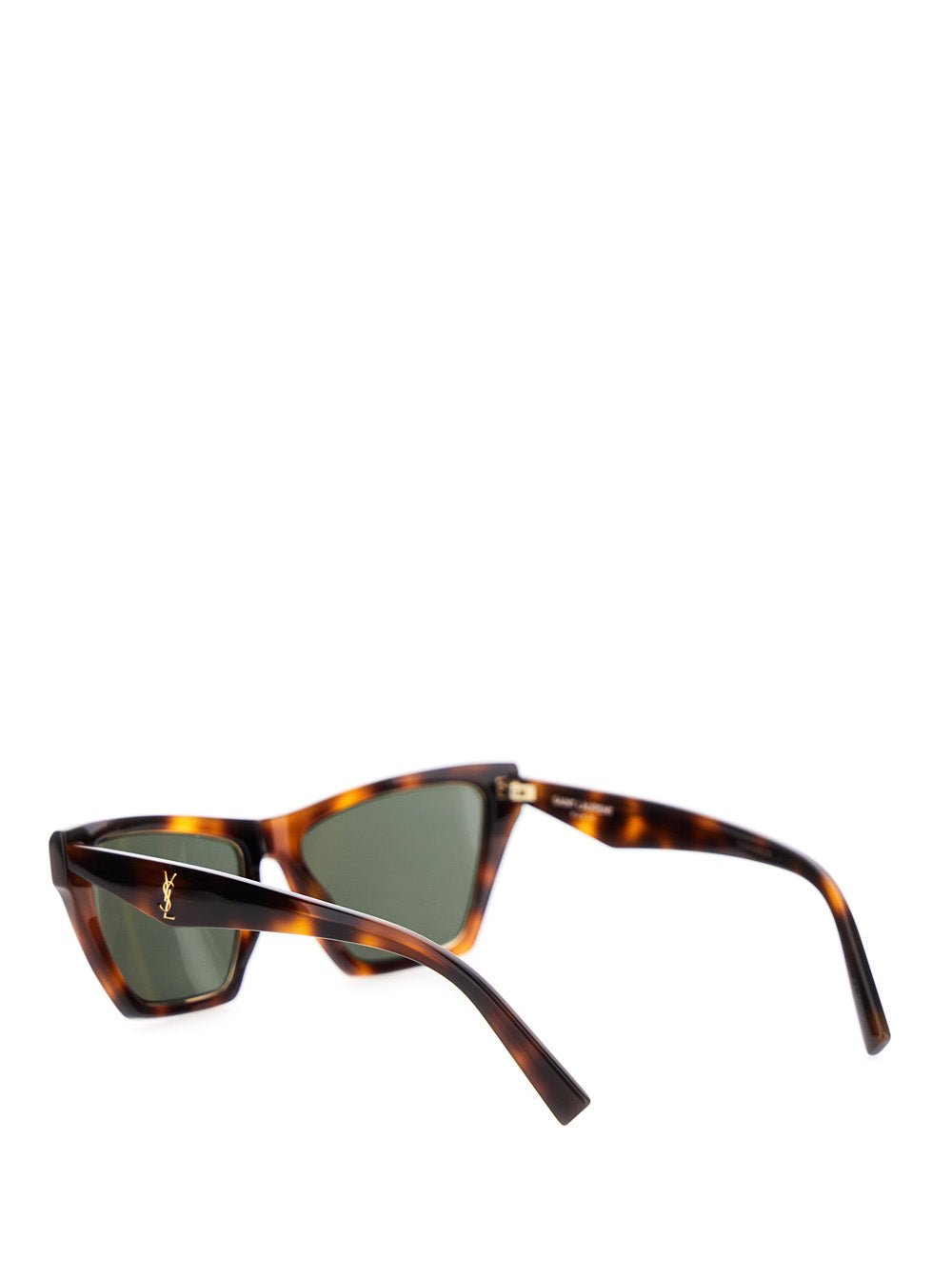 Saint Laurent Women Brown Sunglasses With Tortoiseshell Print And Cassandre Logo On Temples In Acetate Woman by Luosophy