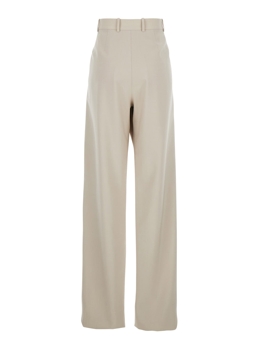 Saint Laurent Women Beige Pants With Belt Loops And Pences On The Front In Wool Woman DestGlow