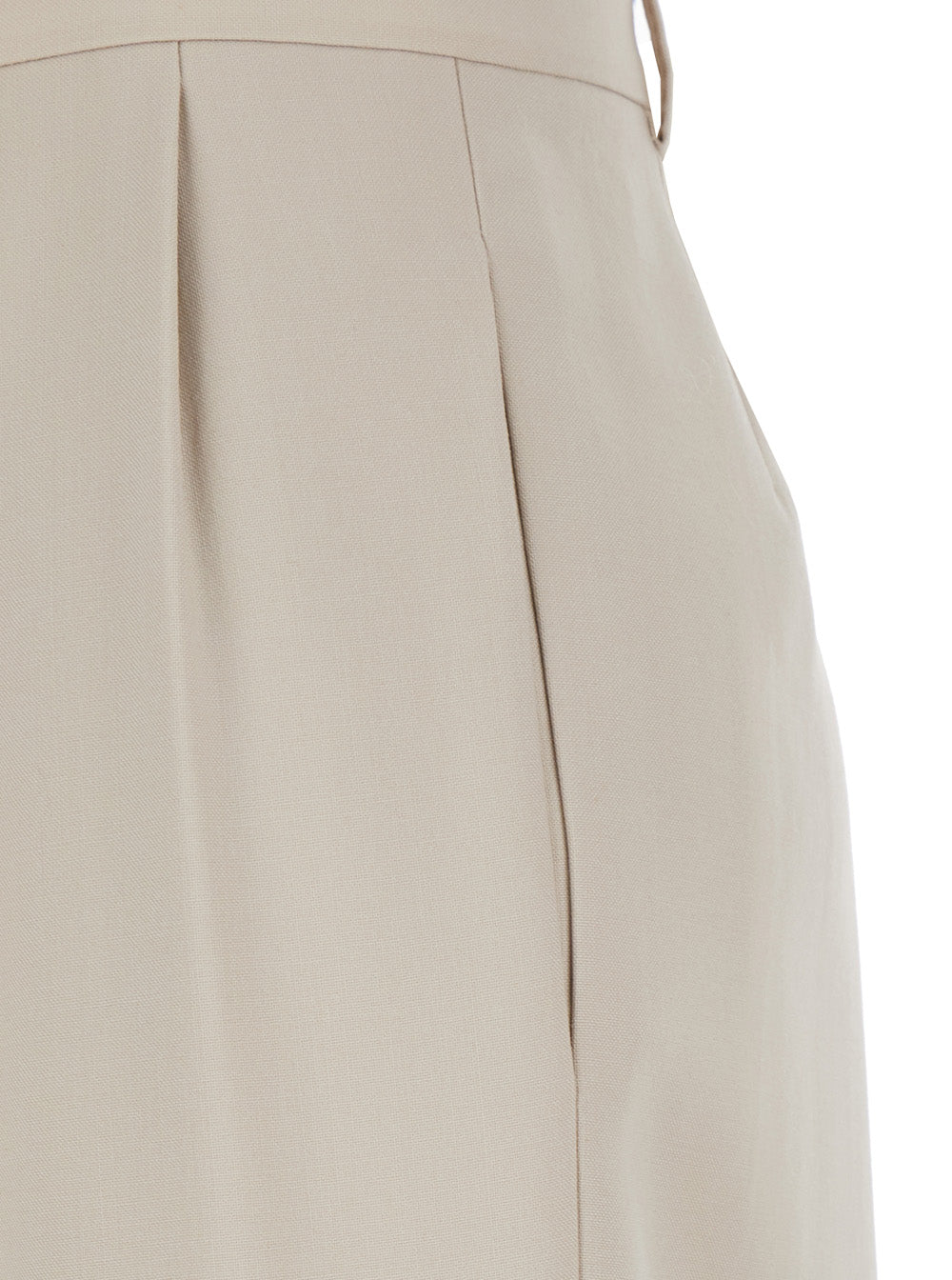 Saint Laurent Women Beige Pants With Belt Loops And Pences On The Front In Wool Woman DestGlow